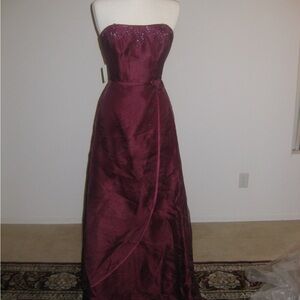 Avalon Strapless Wine Evening Gown